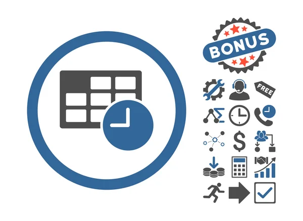 Datum en tijd platte Vector Icon met Bonus — Stockvector