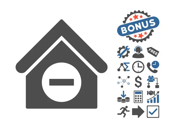 Deduct Building Flat Vector Icon with Bonus — стоковый вектор