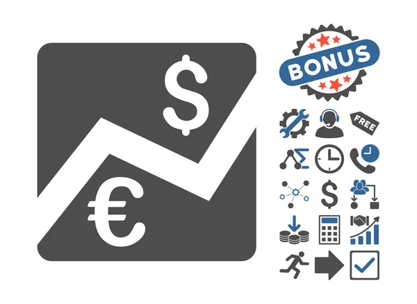 Euro Forex marché plat vectoriel icône avec bonus — Image vectorielle