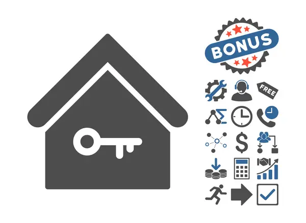 Home Key Flat Vector Icon with Bonus — стоковый вектор