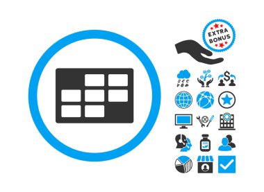 Bonus ile takvim tablo düz vektör simgesi