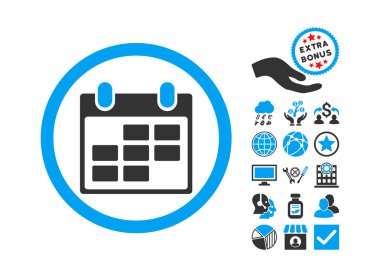 Bonus ile takvim düz vektör simgesi