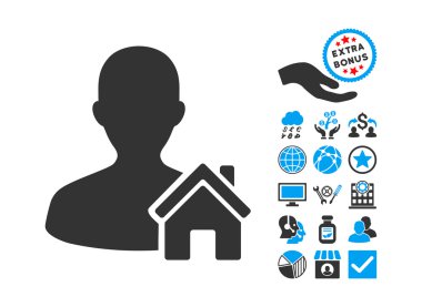 Bonus ile Ana Sayfa Kullanıcı Düz Vektör Simgesi