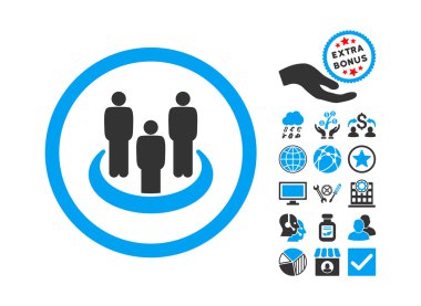 Bonus ile Sosyal Grup Düz Vektör Simgesi