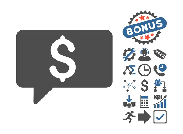 Icône vectorielle plate de message d'argent avec le boni — Image vectorielle