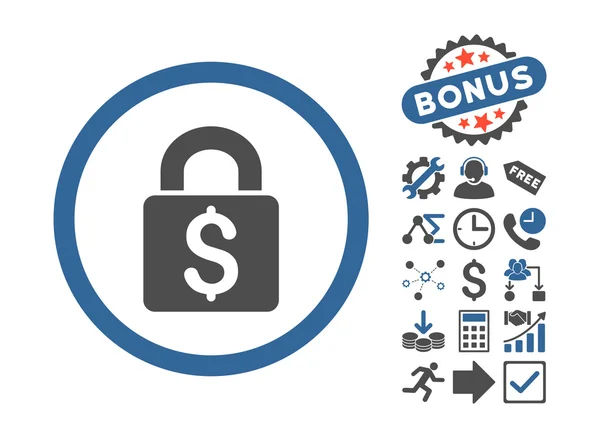 Pay Lock Flat Vector Icon with Bonus — стоковый вектор