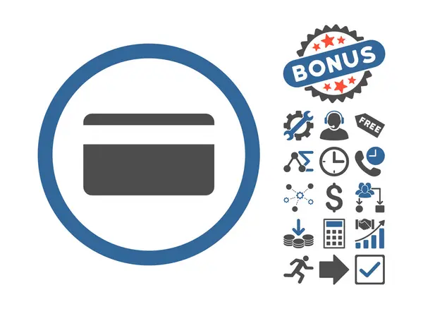 Ícone plano do vetor do cartão plástico com bônus —  Vetores de Stock