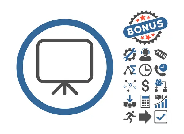 Presentatiescherm plat vector pictogram met bonus — Stockvector