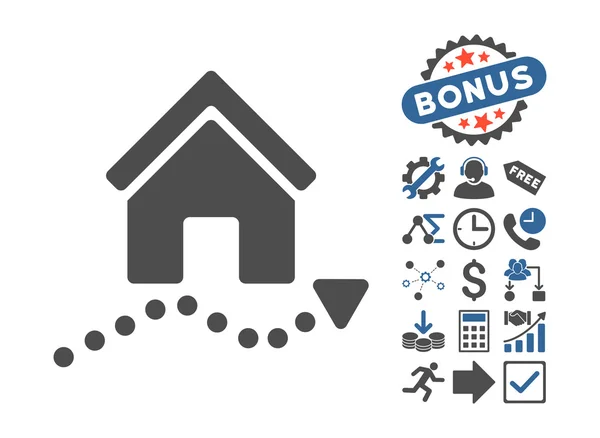 Icona vettoriale piatta di tendenza immobiliare con bonus — Vettoriale Stock