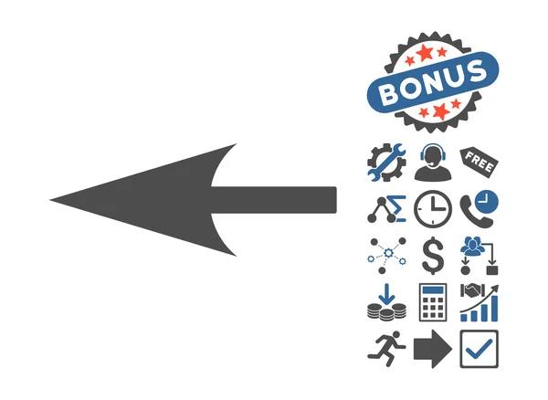 Острая икона левого вектора стрелы с бонусом — стоковый вектор