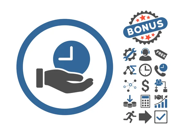 Service Flat Vector tijdpictogram met Bonus — Stockvector