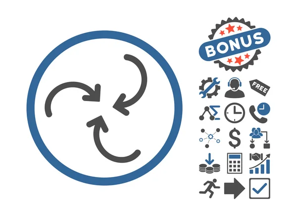 Whirl Arrows Flat Vector Icon With Bonus — Stock vektor