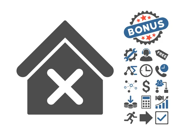 Wrong House Flat Vector Icon With Bonus — Stockový vektor