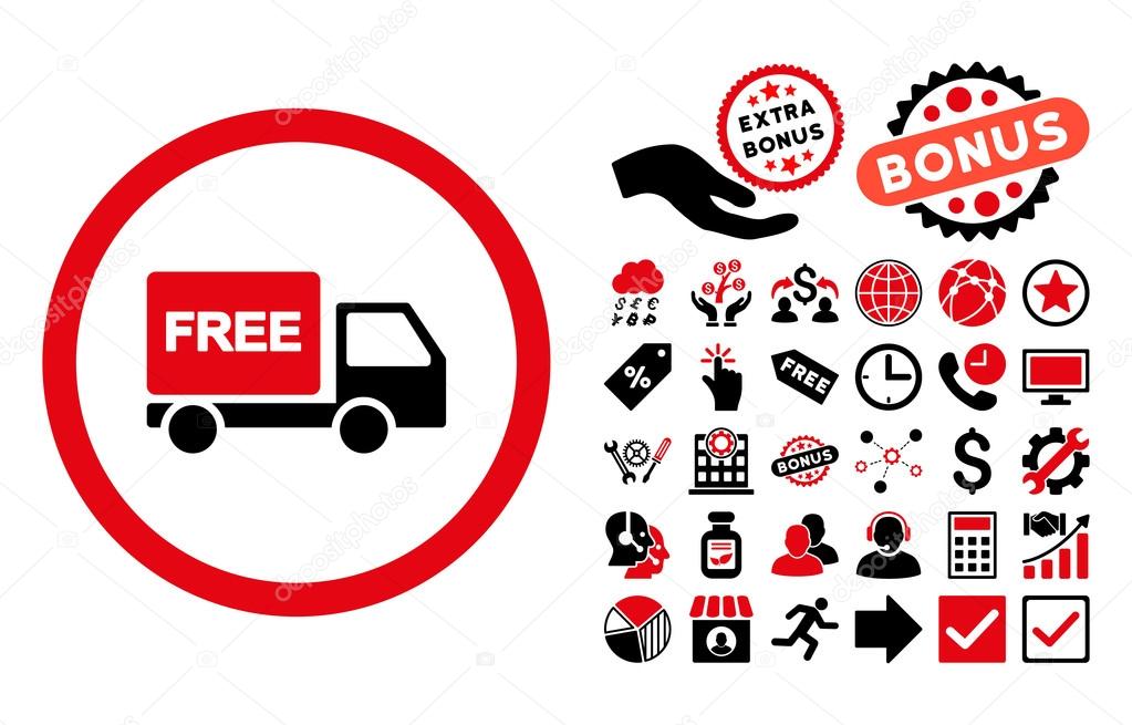 Kostenlose Lieferung Flat Vector Icon Mit Bonus Stockvektor