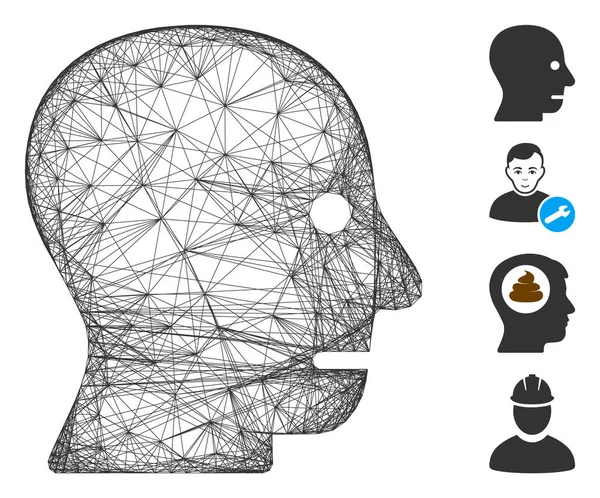 Hatched Patient Head Vector Mesh — 스톡 벡터