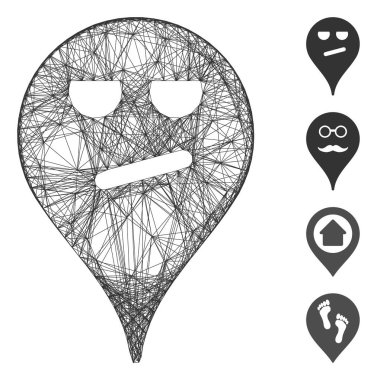 Doğrusal Sıkıcı Güleryüz Haritası İşaretleyici Vektör Ağı