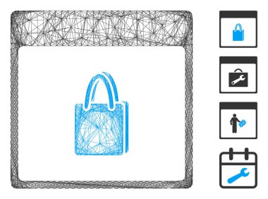 Ağ Alışveriş Torbası Takvimi Sayfa Vektör Ağı