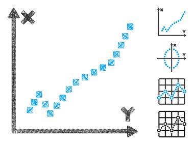 Vector wire frame function plot. Geometric wire frame flat net generated with function plot icon, designed from crossing lines. Some bonus icons are added. clipart svg vector 