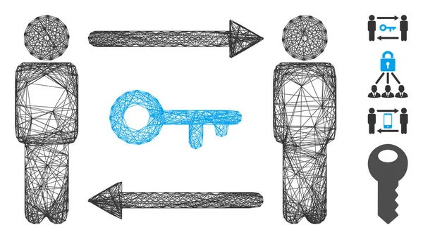 Maille vectorielle d'échange de clés de personnes accablées — Image vectorielle