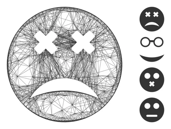 Lineares blindes Smiley-Vektornetz — Stockvektor