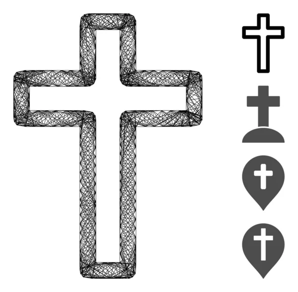 Rete vettoriale a croce lineare della tomba — Vettoriale Stock