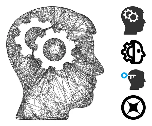 Netzwerk Intellect Gears Vektor Mesh — Stockvektor