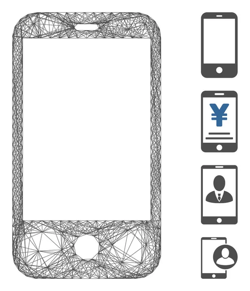 Linear Smart Phone Vector Mesh — Vetor de Stock