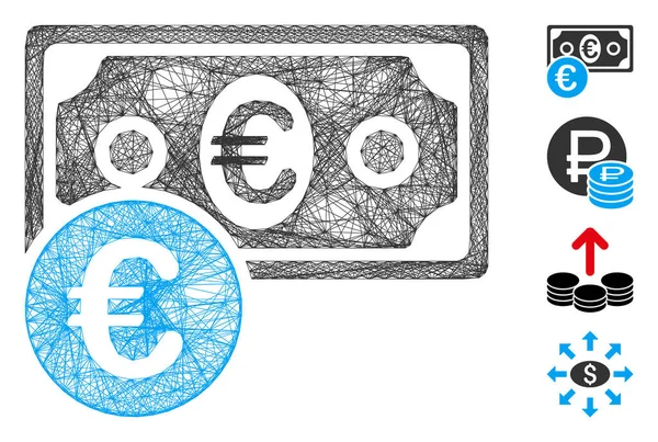 Maille vectorielle d'argent comptant en euros à capuchon — Image vectorielle