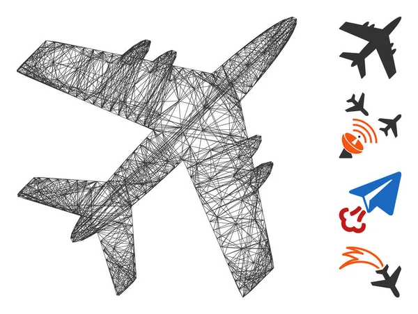 Hatched Aircraft Vector Mesh — 스톡 벡터