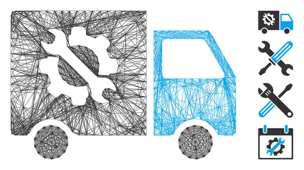 Lineární zařízení Truck Vector Mesh — Stockový vektor