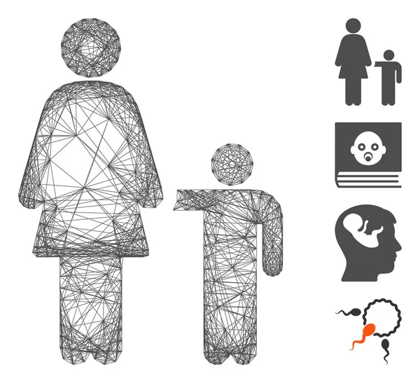 Filet mère enfant vecteur maille — Image vectorielle