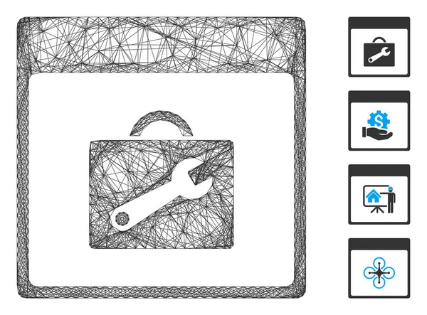 線形ツールボックスカレンダーページベクトルメッシュ — ストックベクタ