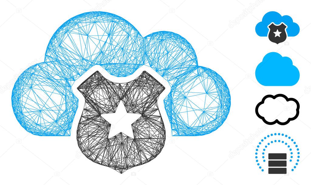 Hatched Cloud Shield Vector Mesh