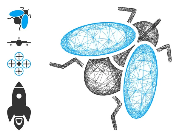 Maille vectorielle d'insectes de mouche réseau — Image vectorielle