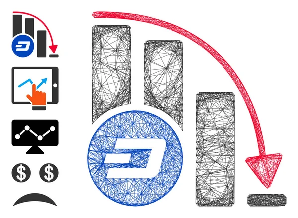 Net Dashcoin Fall Acceleration Chart Vector Mesh — стоковый вектор