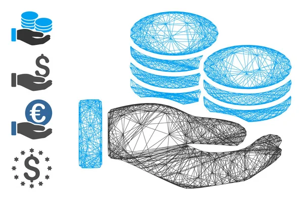 Maille vectorielle linéaire de main de salaire — Image vectorielle