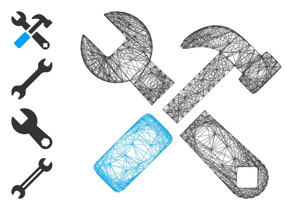 Martillo lineal y llave de malla vectorial — Archivo Imágenes Vectoriales