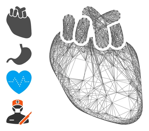 Net Heart Organ Векторна сітка — стоковий вектор