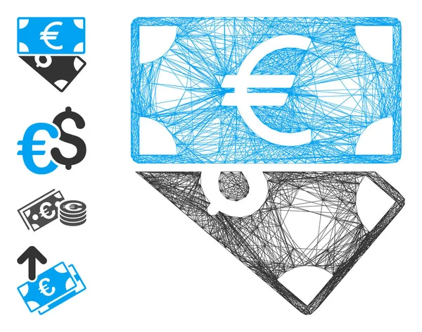 Maille vectorielle linéaire Euro et Dollar Billets — Image vectorielle