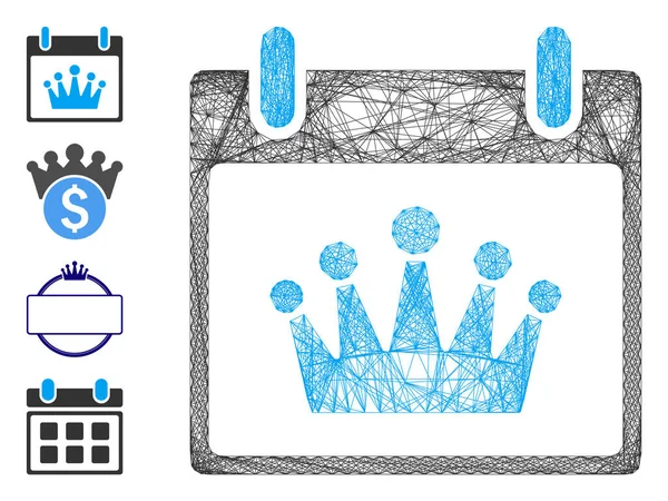 Vylíhnutá vektorová síť kalendářního dne koruny — Stockový vektor