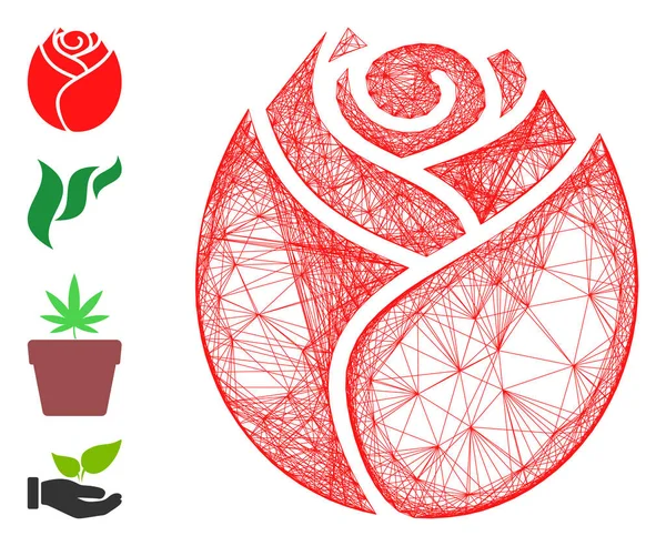 Red Rose Button Vector Mesh — Archivo Imágenes Vectoriales