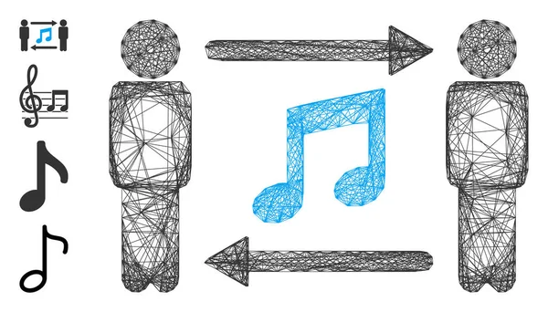 Nätverkspersoner Musikutbyte Vector Mesh — Stock vektor