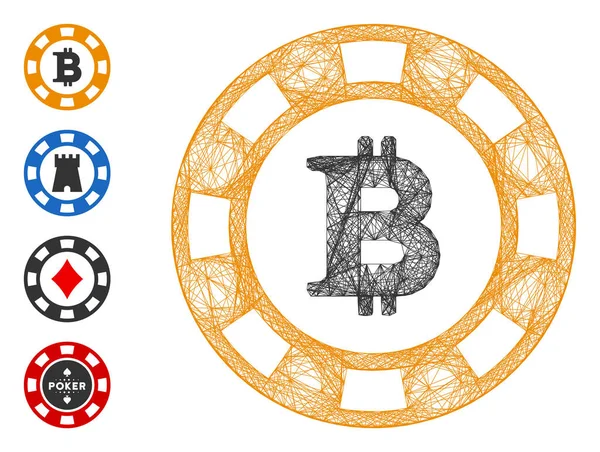 Nettó Bitcoin Casino Chip Vector Mesh — Stock Vector