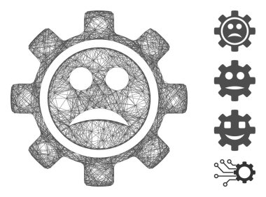 Net Servis Gear Üzgün Güler yüz Vektör Ağı