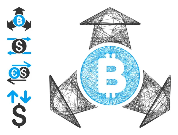 Netzwerk Bitcoin Spend Arrows Vector Mesh — Stockvektor