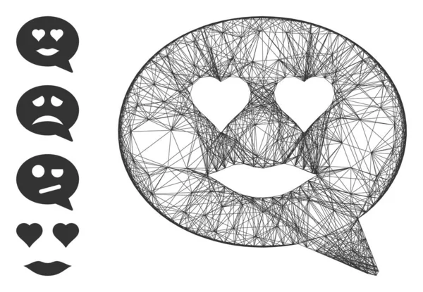 Hatched Lady Love Smiley Mensaje Vector Mesh — Archivo Imágenes Vectoriales