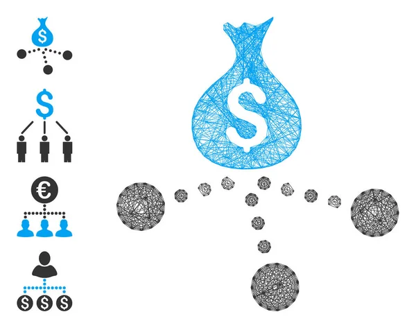 Malla vectorial de distribución de dinero lineal — Archivo Imágenes Vectoriales