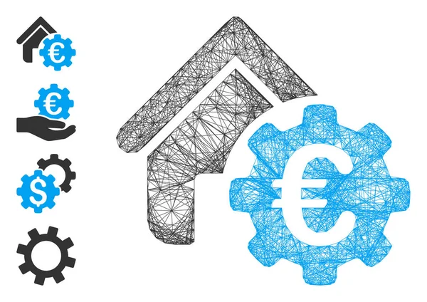 Maille vectorielle d'engrenage de paiement de bâtiment d'euro accrochée — Image vectorielle