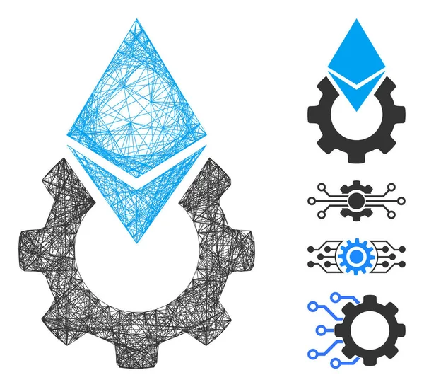 Herramientas lineales de Etereum Engranaje Malla vectorial — Archivo Imágenes Vectoriales