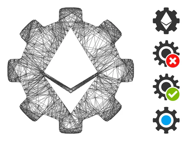 Rete Ethereum Cog Wheel Mesh vettoriale — Vettoriale Stock